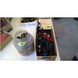 CHEV STARTER + GASKETS + BACK UP + ALARM + BOOSTER CABLES + GAS CAPS