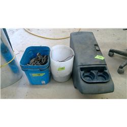 2- PAILS NUTS & BOLTS + '92 CHEVY 1/2 TON CENTER CONSOLE