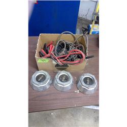 CENTER COVERS + BOOSTER CABLES + CHEVY DISTRIBUTOR CAPS