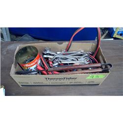 BOOSTER CABLES + WRENCHES & MISCELLANEOUS ITEMS