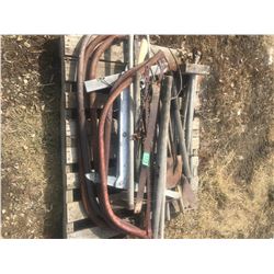 LOT OF VINTAGE TOOLS - SWEDE SAWS, HAY KNIVES, FORKS, ETC.