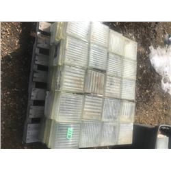 LOT OF 60 GLASS BRICKS (8" X 8" X 4")