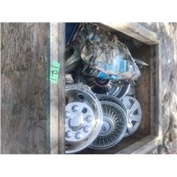 BOX OF OVER 100 HUBCAPS - ALL KINDS