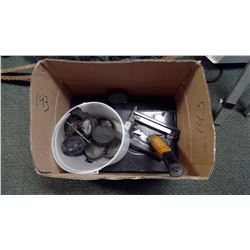 CAR CARE KIT, BOX OF PUCKS, ETC.