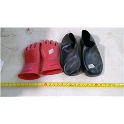 EXTRA LARGE SLIP ON RUBBER GALOSHES AND RUBBER GLOVES