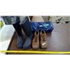 Image 1 : SIZE 9 RUBBER BOOTS, SHOES AND DOUBLE AIR MATTRESS