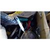 Image 4 : BOX OF ASSORTED ITEMS - FUNNEL, WIRE BRUSH, PAINT SUPPLIES, ETC.