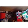 Image 5 : BOX OF ASSORTED ITEMS - EXPOXY ENAMEL, CIGARETTE TINS, WD40, ETC.