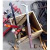 Image 4 : BOX OF ASSORTED TOOLS - CLIPPERS, HAMMERS, ETC.