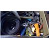 Image 2 : BOX OF ASSORTED ITEMS - HAMMERS, WRENCHES, SCREWDRIVERS, ETC.