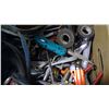 Image 4 : BOX OF ASSORTED ITEMS - HAMMERS, WRENCHES, SCREWDRIVERS, ETC.