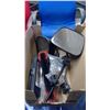 Image 6 : BOX OF ASSORTED ITEMS - MIRROR EXTENDERS, SMALL SOCKET SET, CHIMNEY PARTS, ETC.