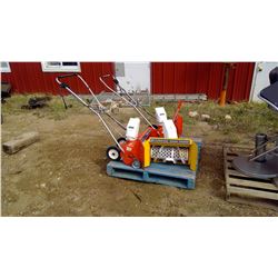 THREE SUNBEAM SNOW CHAMP SNOWBLOWERS - UNKNOWN IF IN WORKING ORDER