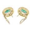 Image 4 : 14k Yellow Gold 3.71 ctw Oval Emerald & Round Diamond Halo Cluster Omega Earring