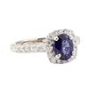 2.06 ctw Blue Sapphire And Diamond Ring - 14KT White Gold