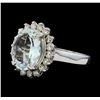 3.48 ctw Aquamarine and Diamond Ring - 14KT White Gold