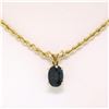 14K Yellow Gold .75 ctw Oval Cut Sapphire Solitaire Pendant w/ 18" Rope Chain 6.