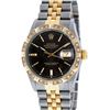 Image 2 : Rolex Mens 2 Tone 14K Black Index Pyramid Diamond Bezel Datejust Wristwatch