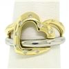 Image 1 : Estate 18k Two Tone Gold 0.12 ctw Round Cut Diamond Open Interlocking Heart Ring