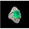 Image 1 : 6.42 ctw Emerald and Diamond Ring - 18KT White Gold