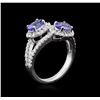 Image 3 : 14KT White Gold 1.37 ctw Tanzanite and Diamond Ring