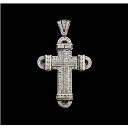 16.24 ctw Diamond Cross Pendant - 10KT White Gold