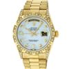 Image 5 : Rolex Mens 18K Yellow MOP Diamond 8 + 2 Diamond Lugs Quickset President Wristwat