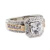 Image 1 : 4.06 ctw Cubic Zirconia and Diamond Ring - 18KT White and Rose Gold