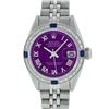 Image 2 : Rolex Ladies Stainless Steel Purple Diamond & Sapphire Datejust Wristwatch