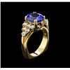 Image 4 : 6.35 ctw Tanzanite and Diamond Ring - 14KT Yellow Gold