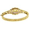 Image 5 : Vintage 14K Yellow Gold 3.75 ctw Amethyst & Opal Textured Open Bangle Bracelet