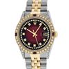 Image 1 : Rolex Mens 2 Tone 14K Lugs Red Vignette Diamond String & Ruby Datejust Wristwatc