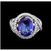 Image 2 : 14KT White Gold 6.77 ctw Tanzanite and Diamond Ring