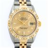 Image 1 : Rolex Mens 2 Tone 14K Champagne Diamond Pyramid Bezel Datejust Wristwatch