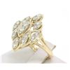 Image 2 : 14k Solid Gold Marquise Shaped Diamond Dinner Ring w/ Floating Diamond Settings