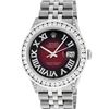 Image 2 : Rolex Mens Stainless Steel Red Vignette Roman Diamond Datejust Wristwatch With W