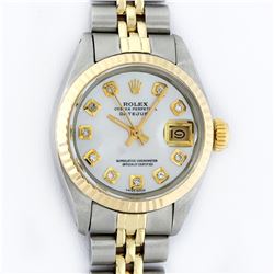 Rolex Ladies 2 Tone 14K MOP Diamond 26MM Datejust Wristwatch