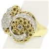 Image 2 : 18K Two Tone Gold 0.45 ctw Single Cut Diamond Open Work Dome Cocktail Ring