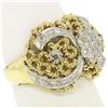 Image 3 : 18K Two Tone Gold 0.45 ctw Single Cut Diamond Open Work Dome Cocktail Ring