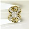 Image 8 : 18K Two Tone Gold 0.45 ctw Single Cut Diamond Open Work Dome Cocktail Ring