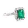 Image 1 : 1.90 ctw Emerald and Diamond Ring - Platinum