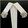 Image 3 : 14K White Gold 1.50 ctw 50 Round Diamond Square Multi Channel Omega Back Earring