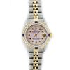 Image 2 : Rolex Ladies 2 Tone 14K Pink MOP Ruby & Sapphire Datejust Wriswatch