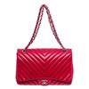Image 3 : Chanel Red Chevron Quilted Leather Maxi Flap Bag