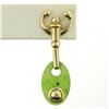 Image 4 : Estate 14kt Yellow Gold Oval Disk Jade Screw On Drop Dangle Earrings