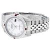Image 5 : Rolex Mens Stainless Steel Silver MOP Roman 36MM Diamond & Ruby Datejust Wristwa