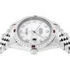 Image 6 : Rolex Mens Stainless Steel Silver MOP Roman 36MM Diamond & Ruby Datejust Wristwa