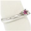 Image 7 : 14k White Gold 0.17 ctw Ruby & Diamond Petite Bypass Promise Birthstone Ring