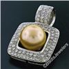 Image 5 : 14k White Gold Golden Pearl and 3.00 ctw Diamond Square Enhancer Slide Pendant