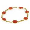Image 3 : 18k Yellow Gold 7 Oval Bezel Set Matched RARE Red Coral Link Bracelet